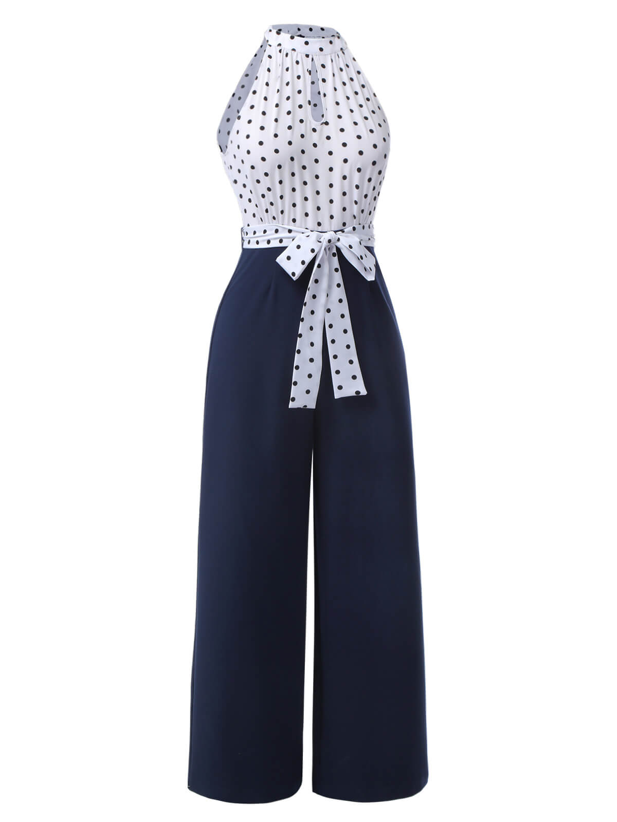 [Pre-Sale] Blue 1940s Halter Polka Dot Jumpsuit