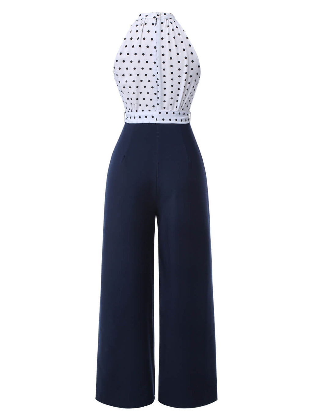 [Pre-Sale] Blue 1940s Halter Polka Dot Jumpsuit