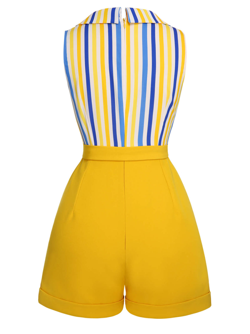 [Pre-Sale] 1950s Yellow White Blue Striped Lapel Romper