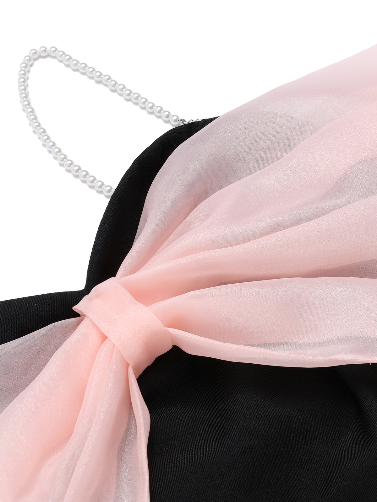 [Pre-Sale] Black 1930s Solid Mesh Bow Jumpsuit