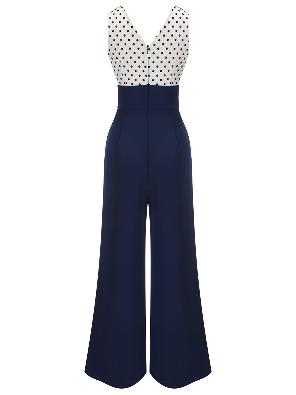 1930s Polka Dot Patchwork Button Jumpsuit