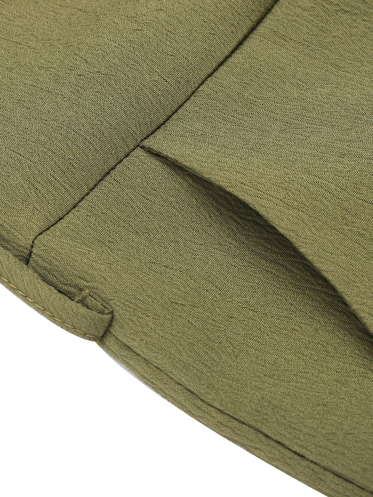 Army Green 1950s V-Neck Button Waist Tie Romper